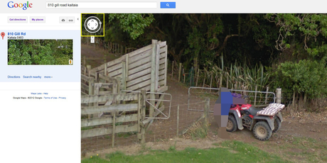 A Google image of James Parker's Kaitaia property. The internet giant has removed the image of a boy pictured in the Street View shot.
