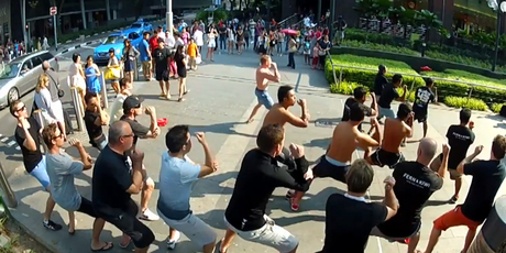 Police were not impressed with the flash-mob haka performed on Orchard Rd in Singapore. Photo / Supplied