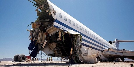 A Boeing 727 that was deliberately crashed in Mexico lost its front section. The first 11 rows of seats were ripped off. Photo / Vance Jacobs / SWNS.com