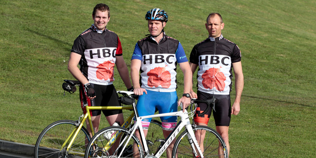 From left: Cyclists Josh Sanford, Jarrod Harris and Toni Zwicker. Photo / Michael Craig