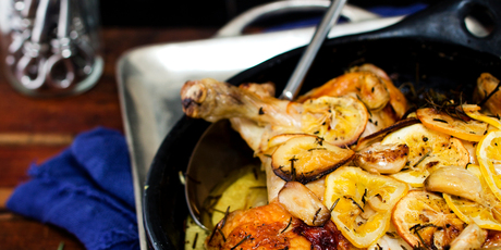 Roasted chicken with rosemary and lemon. Photo / Babiche Martens