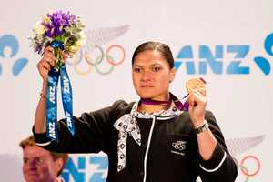Gold medallist Valerie Adams. Photo / Greg Bowker