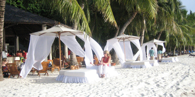 A bar by the beach at Club Med in the Maldives. Photo / Supplied