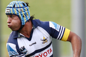 Johnathan Thurston argued the video refs' decision. Photo / Wayne Drought