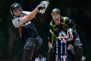 Tim Southee of New Zealand bats during the T20 World Cup Warm Up Match between Australia and New Zealand. Photo / Getty Images.