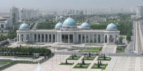 The proliferation of waterfalls in Turkmenistan's capital Ashgabat come at the expense of the fast-shrinking Aral Sea. Photo / Jill Worrall