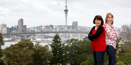 Dionne Christian (left) and Dani Wright meet in Birkenhead to compare nots on Auckland's north and south. Photo / Sarah Ivey