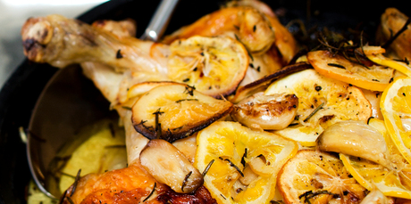 Roasted chicken with rosemary and lemon. Photo / Babiche Martens