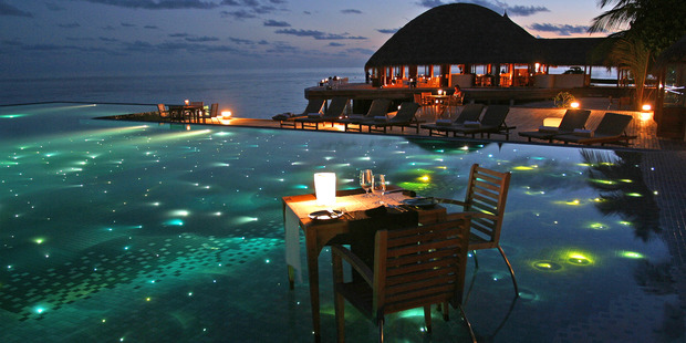 Dinner - Maldives style - at Huvafen Fushi resort. Photo / Supplied