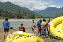 The Xplore Bhutan team sorting out gear after our expedition. Photo / Jill Worrall The Xplore Bhutan team sorting out gear after our expedition. Photo / Jill Worrall