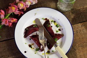 Beetroot, balsamic and macadamia ravioli made by the Little Bird team.Photo / Supplied