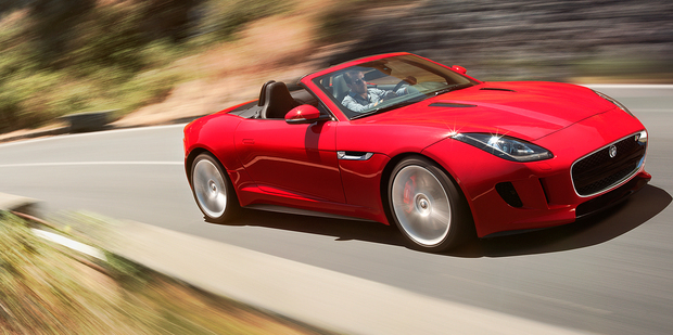 Jaguar lifted the covers on the production version of its much-awaited F-Type at the Paris Motor Show. This the V8 'S' version, doing what sportscars do best. Photo / Supplied