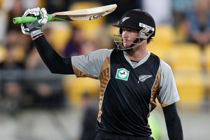 Martin Guptill is set to miss tonight's World T20 match against Pakistan with a minor left hamstring strain. Photo / Getty Images.