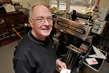 Graham O'Keeffe can indulge his passion for printing at Motat. Photo / Michael Craig 