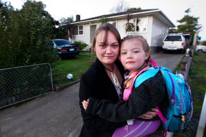 Resident Rosetta Goodfellow and her daughter Kyrah-Lee, 4, in Beeston Crescent, Manurewa. Photo / Steven McNicholl