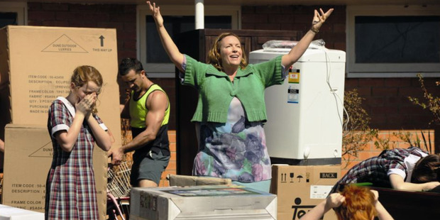 Rebecca Gibney (centre) plays slightly nutty mother Shirley Moochmore in the PJ Hogan-directed movie. Photo / Supplied
