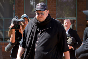 Kim Dotcom leaving the Auckland High Court this afternoon. Photo / Sarah Ivey