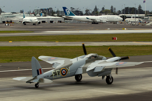Yesterday's test flight was the first time a Mosquito has flown since the last one crashed in 1996 at Barton Air Show in Britain. Photo / Brett Phibbs