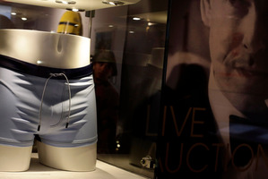 A pair of swimming trunks worn by Daniel Craig during the filming of Casino Royal. Photo / AP