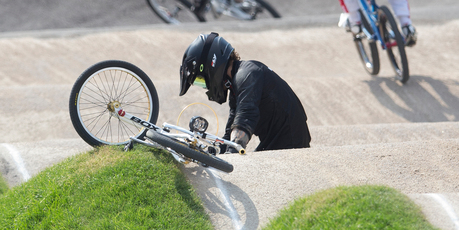 A crash in his semifinal was the end of the Olympics for BMX champion Marc Willers. Photo / Brett Phibbs