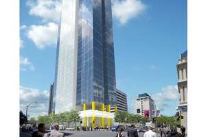 An artist's impression of a tower at the central business district site for which the previous owner had resource consent. Photo / The Aucklander