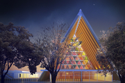 An artist's impression of the cardboard cathedral planned for Christchurch. Image / Supplied