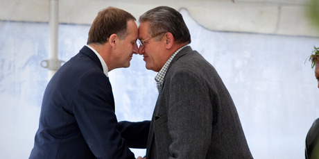 Prime Minister John Key and Tainui King Tuheitia during a tangi. The two have been on opposite sides on the issue of water rights. Photo / NZPA