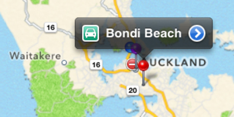 Sydney's Bondi Beach is shown to be located in the Auckland region. Photo / Juha Saarinen