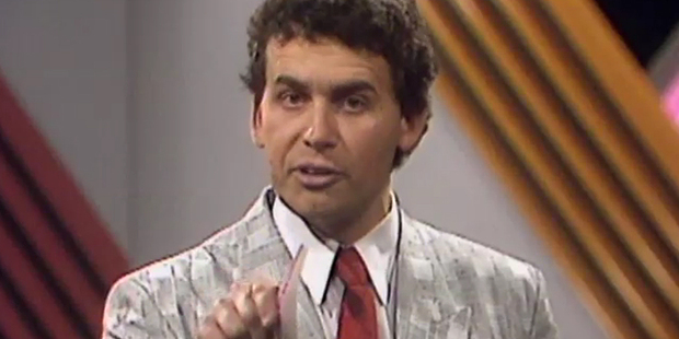 Paul Henry as he appeared on 1987 game show Every Second Counts. Photo / NZ On Screen