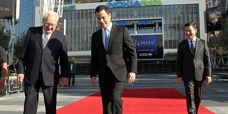 The red carpet gets rolled out at the 2012 Emmy Awards at Nokia Theatre in Los Angeles. Photo / AP
