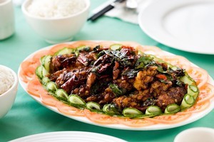 The spicy squid dish on the menu at Bunga Raya restaurant in New Lynn. Photo / Babiche Martens