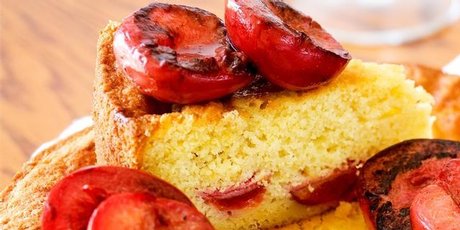 Fresh plum cake with yoghurt. Photo / Babiche Martens