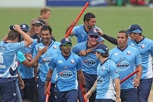 Auckland Aces celebrate winning the HRV Cup. Photo / Getty Images