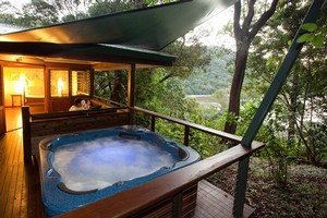 The spa at Queensland's Bloomfield Lodge beckons. Photo / Supplied