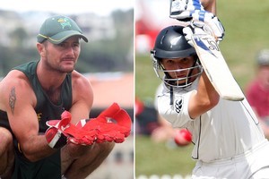 Either Kruger van Wyk or BJ Watling will stand behind the stumps against Zimbabwe. Photo / APN