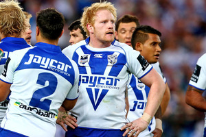 James Graham appeared to bite down on Billy Slater's ear during the grand final. Photo / Getty Images