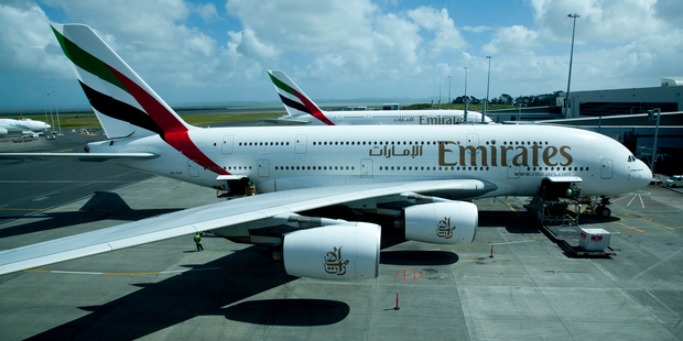 A second Emirates A380 superjumbo began flying out of Auckland International Airport yesterday. Photo / Dean Purcell
