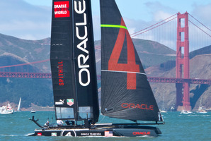 Oracle repaired USA-17 using foils fashioned from the mammoth 27m trimaran in which they won the America's Cup in 2010. Photo / Alex Robertson