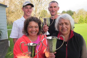 Winners son Luke and dad Dave Phillips, daughter Mary Wano and mum Janet Williams.