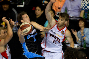 Breaker Daryl Corletto in action during the first game. Photo / Sarah Ivey