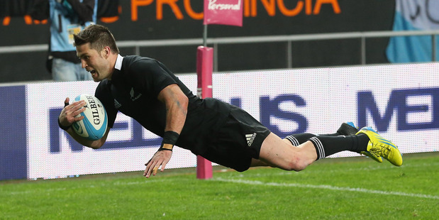 The ABs' Cory Jane dives over for a late try at Estadio Ciudad de La Plata. Photo / David Rogers/Getty Images