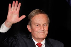 Senate candidate Rep. Todd Akin, waves to the crowd at a senate candidate forum.Photo / AP