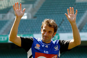 Alessandro Del Piero waves during a training session. Photo / Rick Rycroft