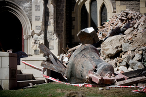 One of the church bells dug from the rubble of the Christ Church Cathedral tower. Photo / Dean Purcell