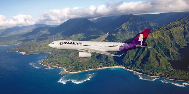 Hawaiian Airlines' new Auckland-Honolulu service flying the Airbus A330-200 will operate three times a week from March 14. Photo / Supplied