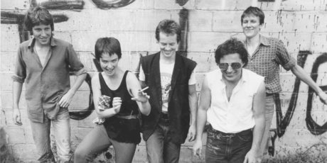 Toy Love in their heyday, from left, Alec Bathgate, Jane Walker, Mike Dooley, Chris Knox and Paul Kean. Photo / Supplied