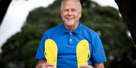Philip Yock is comfortable about the Jandal's origins. Photo / Natalie Slade