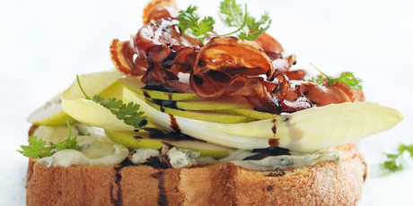 Pear, pancetta and blue cheese sandwiches. Photo / Chris Court