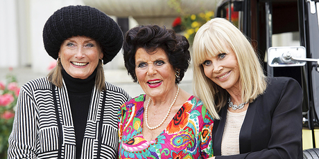 Tania Mallet, Eunice Gayson and Britt Ekland pose at Bond's 50th anniversary celebrations in London. Photo / AP