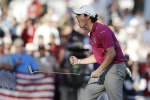 Rory McIlroy has two quick-thinking officials to thank for his role in winning the Ryder Cup. Photo / AP
